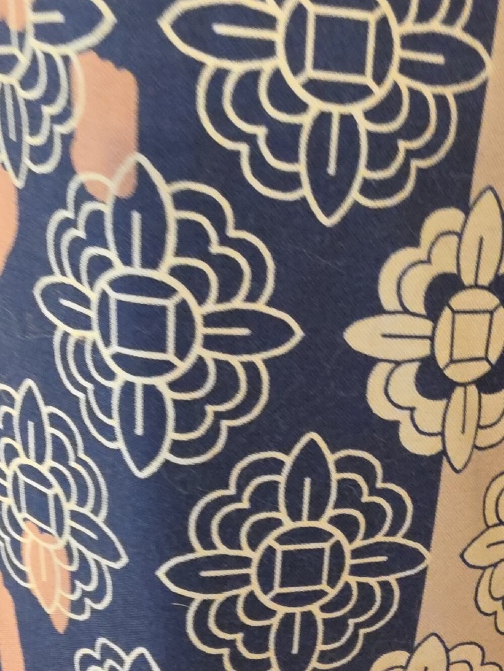 Chico's Navy Tunic Jacket with Cream & Blush Print Panel - Picture 4 of 6
